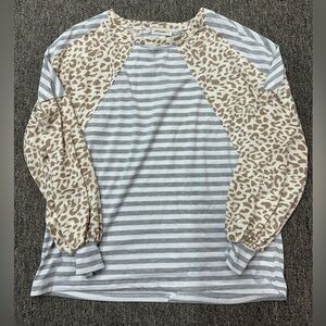 Striped and Leopard Print Shirt